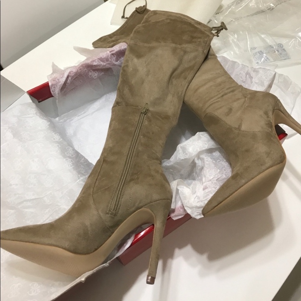 Guess suede leather heels boots sz 8m NWT